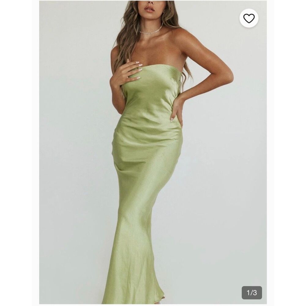 Princess Polly Green Satin Strapless Maxi Dress – US 4 - brand new with tag